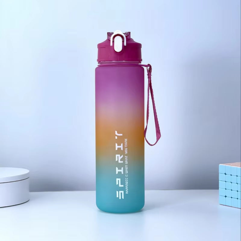 Sports Water Bottle with Time-Tracking Straw Leak Proof Locking Flip Cover for Easy Carry Ideal for Outdoor Adventures