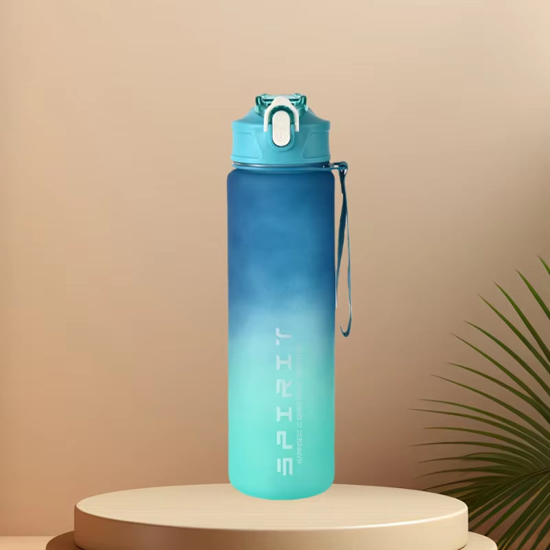 Sports Water Bottle with Time-Tracking Straw Leak Proof Locking Flip Cover for Easy Carry Ideal for Outdoor Adventures