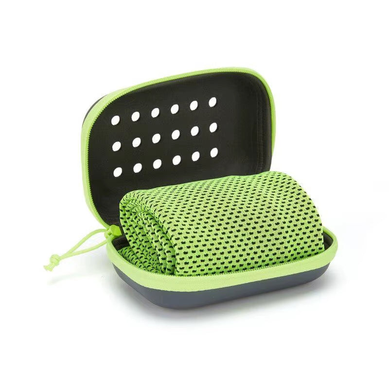 Quick Drying Cooling Towel Soft Breathable Chilly Sweat Absorption Cold Towel with Storage Box Sports Running Yoga Gym Club