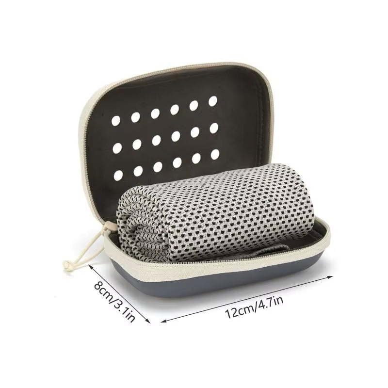 Quick Drying Cooling Towel Soft Breathable Chilly Sweat Absorption Cold Towel with Storage Box Sports Running Yoga Gym Club